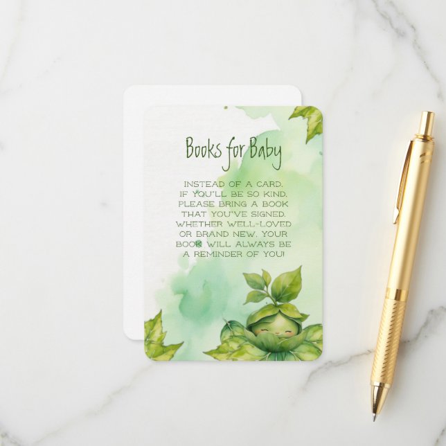 Carte D'accompagnement Green Custom Illustrated Nature Baby (Devant/Arrière en situation)