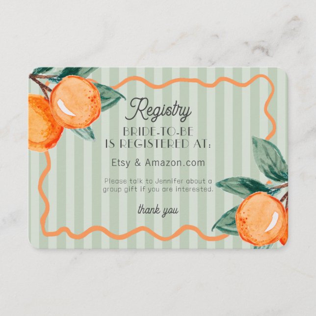 Carte D'accompagnement Green Cutie Pastel Citrus Registre Mariage Insérer (Devant)