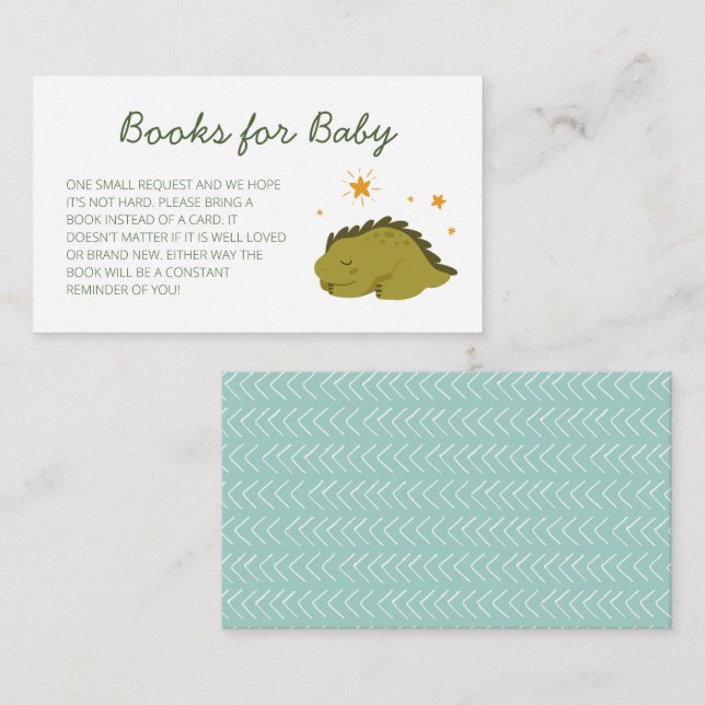 Carte D'accompagnement Green Dinosaur Stars Livres pour Baby Request (Devant / Derrière)