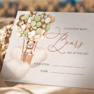 Carte D'accompagnement Green Gold Devine combien d'ours Ballons Billets