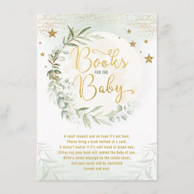 Carte D'accompagnement Green Gold Moon Twinkle Star Livres pour bébé (Devant)