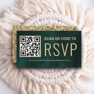 Carte D'accompagnement Green Gold Online QR Code RSVP Mariage Website