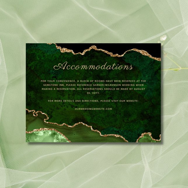 Carte D'accompagnement Green Gold Parties scintillant Agate Mariage Héber (Créateur téléchargé)