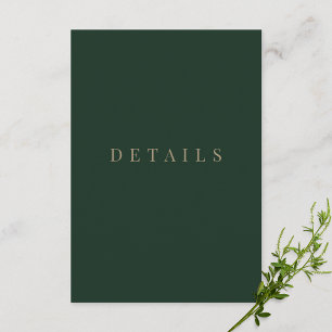 Carte D'accompagnement Green & Gold Simple Détails du Mariage officiel