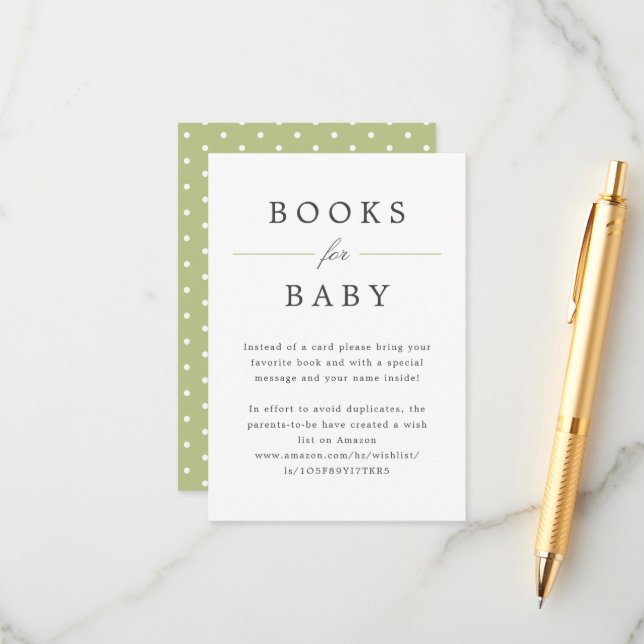 Carte D'accompagnement Green Grand Millennial Books for Baby Request (Devant/Arrière en situation)