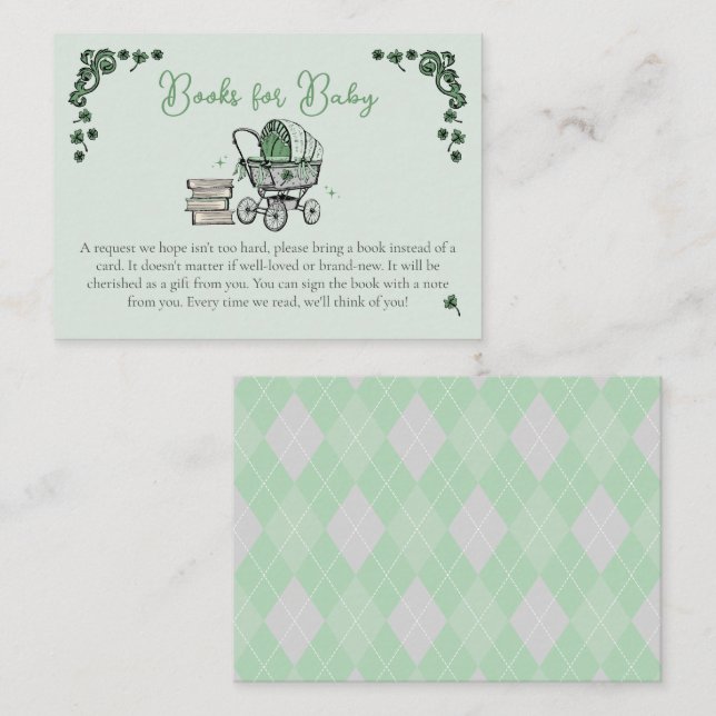 Carte D'accompagnement Green Lucky Little Shamrock Livres pour bébé (Devant / Derrière)