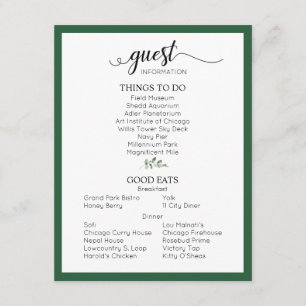 Carte D'accompagnement Green Mariage Details Information à l'intention de