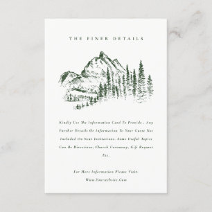 Carte D'accompagnement Green Pine Woods Mountain Sketch Détails sur le Ma