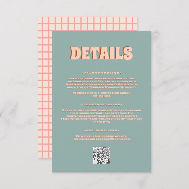 Carte D'accompagnement Green Pink Bold Bright Funky Super Mariage détail (Créateur téléchargé)
