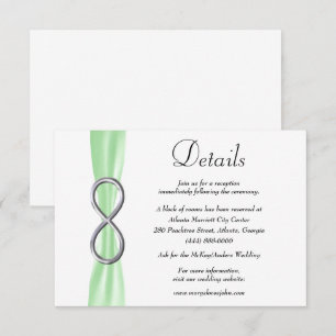 Carte D'accompagnement Green Ribbon Silver Infinity Détails du Mariage