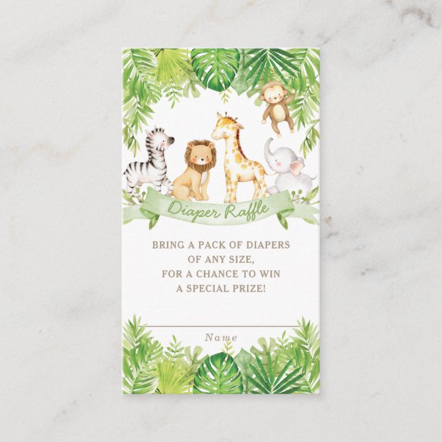 Carte D'accompagnement Green Safari Forêt Jungle Animaux Raffle de couche (Devant)