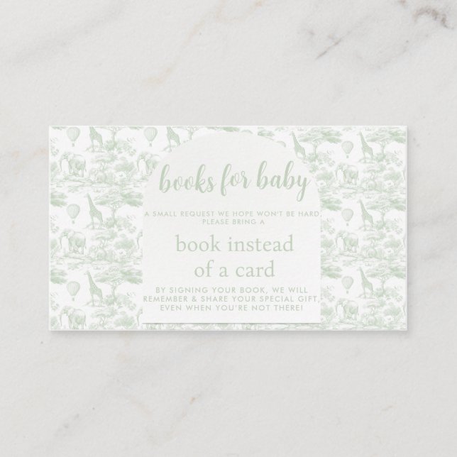 Carte D'accompagnement Green Safari Toile Jungle Them baby shower demande (Devant)