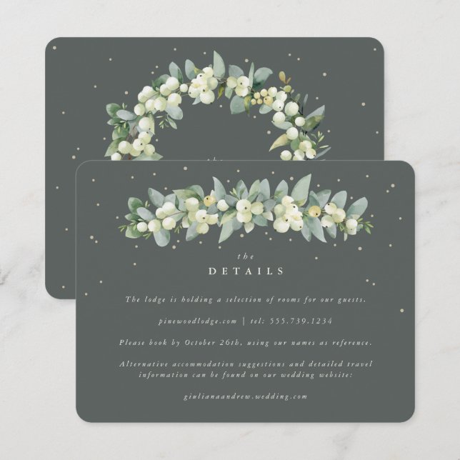 Carte D'accompagnement Green Snowberry+Eucalyptus Garland Détails du Mari (Devant / Derrière)