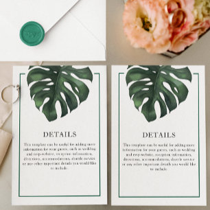 Carte D'accompagnement Green Tropical Palm Leaf Monstera Détails