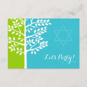 Carte D'accompagnement Green Turquoise Blue Tree of Life Réception Bat mi