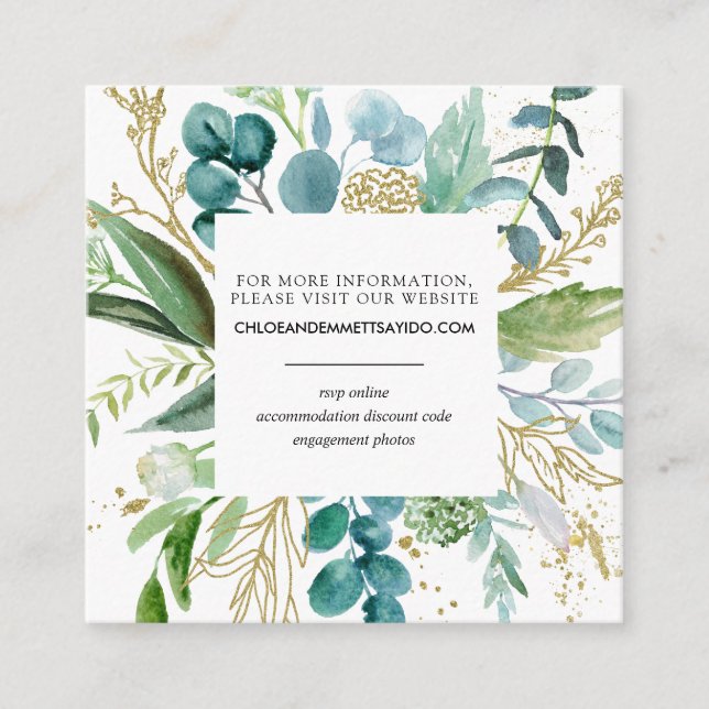 Carte D'accompagnement Green White Gold Mariage site Web (Devant)
