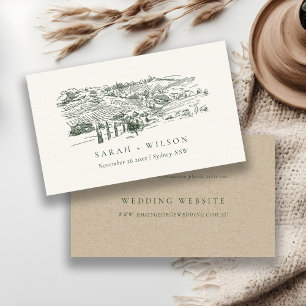 Carte D'accompagnement Green Winery Mountain Sketch Mariage Website