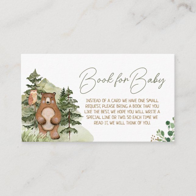 Carte D'accompagnement Green Woodland Animals Livres pour bébé (Devant)