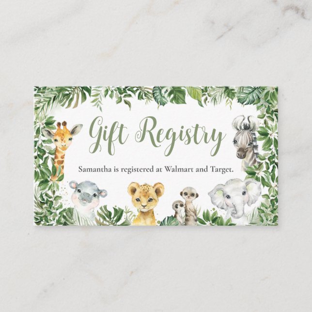 Carte D'accompagnement Greenery Jungle Safari Animaux Cadeaux (Devant)