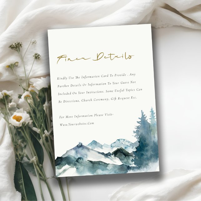 Carte D'accompagnement Grey Blush Green Blue Mountain Pine Mariage Détail (Créateur téléchargé)