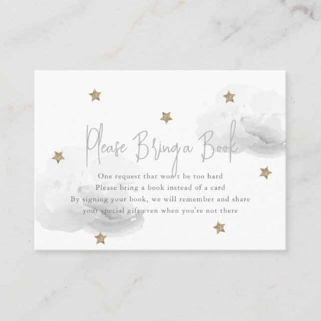 Carte D'accompagnement Grey Cloud & Star Baby shower S'il vous plaît appo (Devant)