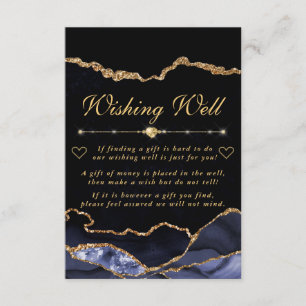 Carte D'accompagnement Gris et or Faux Parties scintillant Agate Wishing 