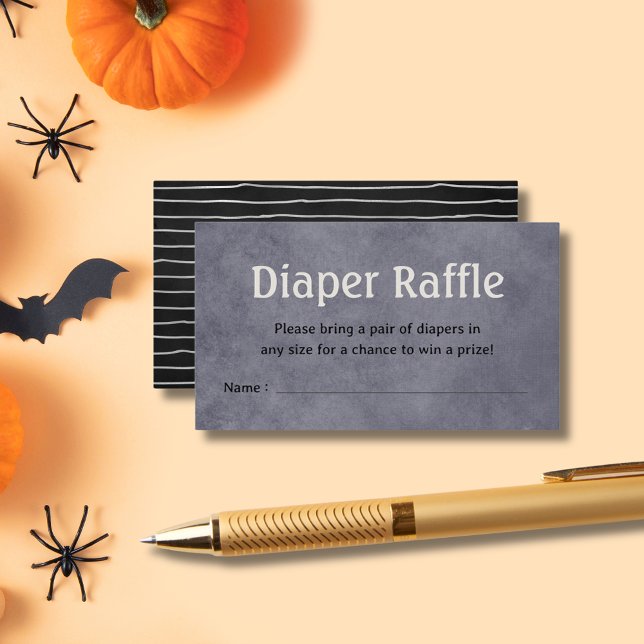 Carte D'accompagnement Gris noir Halloween Baby shower Déchets Raffin (Gray Black Halloween Baby Shower Diaper Raffle Enclosure Card
)