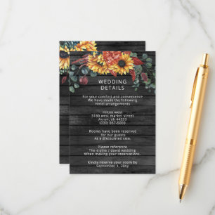 Carte D'accompagnement Gris rustique Grange Bois Pays Fleurs de soleil Ma