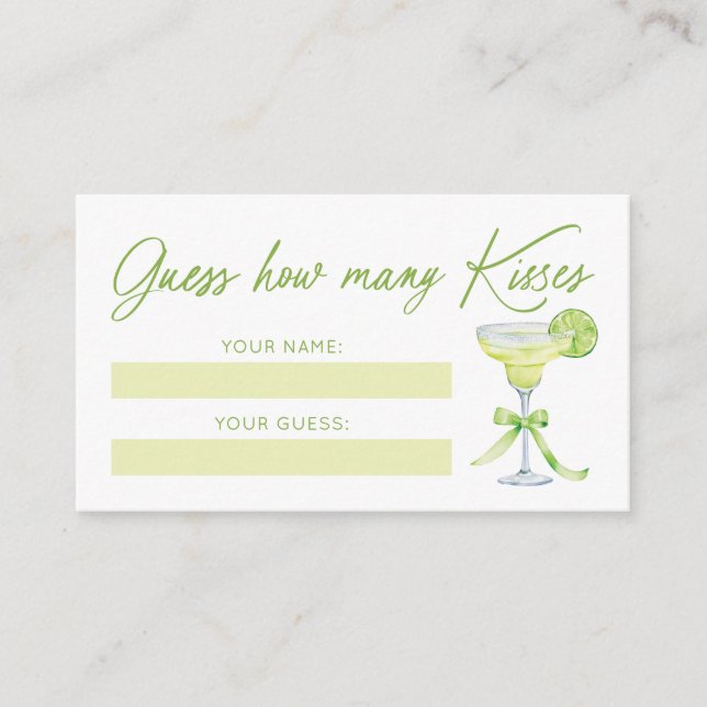 Carte D'accompagnement Guess How Many Kisses Bridal Shower Game Card (Devant)