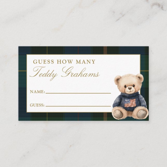 Carte D'accompagnement Guess How Many Teddy Grahams Baby Shower Game (Devant)