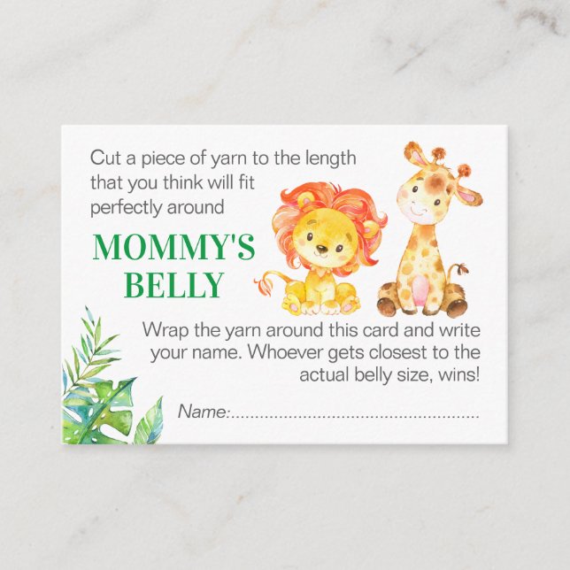 Carte D'accompagnement Guess Mommy's Belly Game Card Baby shower Safari (Devant)