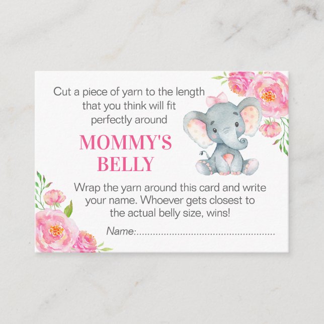 Carte D'accompagnement Guess Mommy's Belly Game Card Elephant Baby shower (Devant)