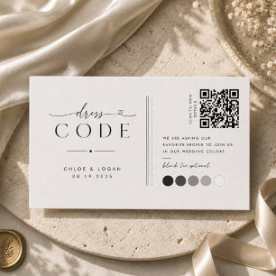 Carte D'accompagnement Guide de couleurs de mariage minimaliste Black Tie