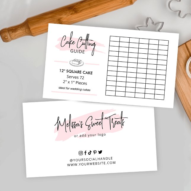 Carte D'accompagnement Guide de découpe des portions 2x1 du gâteau Carré  (12 inch square cake cutting guide for wedding cakes)