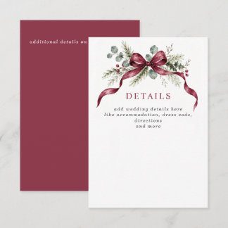 Carte D'accompagnement Guirlande de ruban bordeaux Noël mariage d'hiver