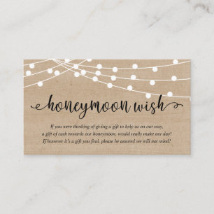 Carte D'accompagnement Guirlande lumineuse pour fête rustique, souhait de