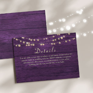 Carte D'accompagnement Guirlandes de lumières Rustique Mariage Détails Vi