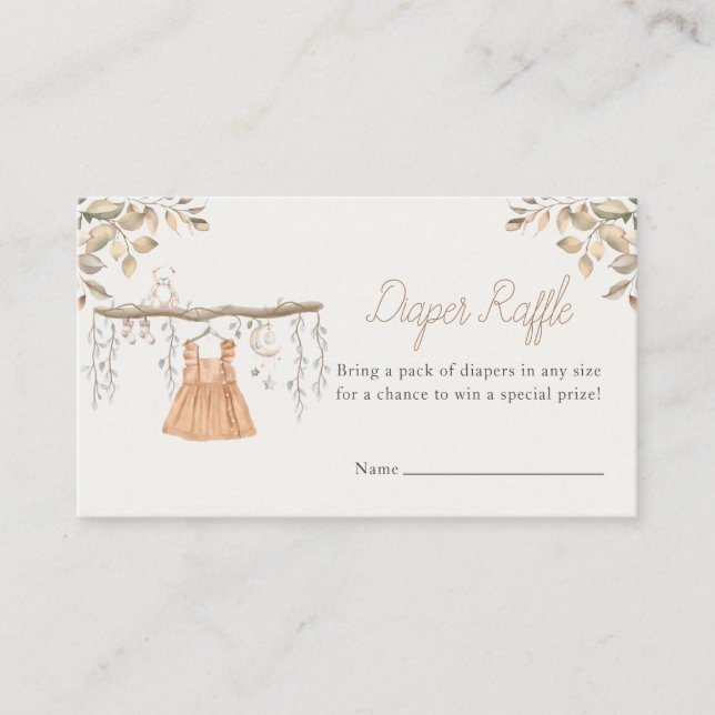 Carte D'accompagnement Hallo Baby shower Boho Vêtements Fille Diaper Raff (Devant)