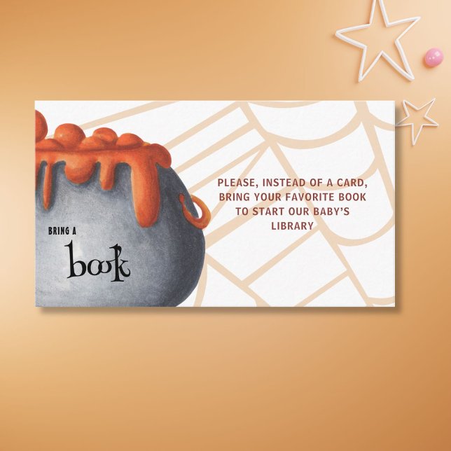 Carte D'accompagnement Halloween Apportez un livre Baby shower Cauldron (Créateur téléchargé)