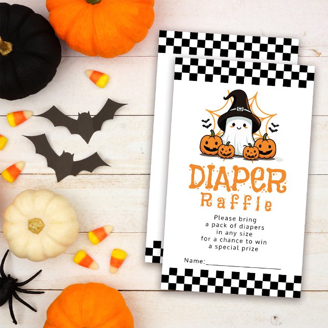 Carte D'accompagnement Halloween Baby shower fantôme Raffin de couche (Créateur téléchargé)