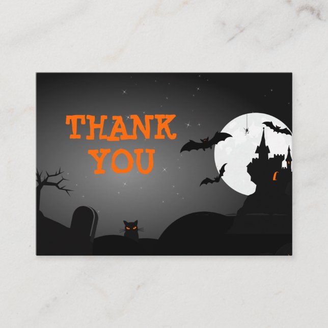 Carte D'accompagnement Halloween Baby shower Haunted Maison Merci (Devant)