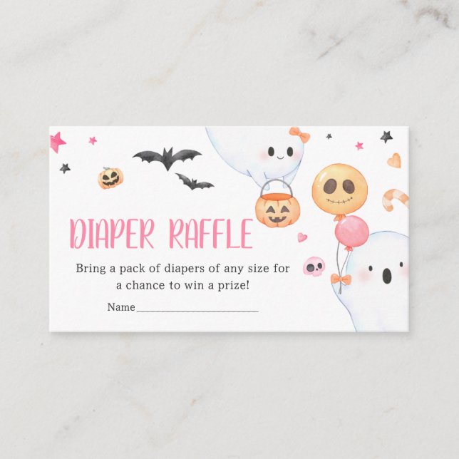 Carte D'accompagnement Halloween Fantôme rose Petit Boo Déchets Raffin (Devant)