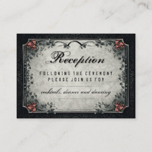 Carte D'accompagnement Halloween Noir & Gris Rouge Roses Réception de mar