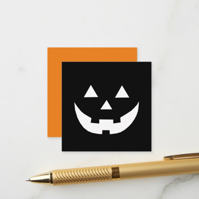 Carte D'accompagnement Halloween orange noir Jack-o'-lantern visage citro (Devant/Arrière en situation)