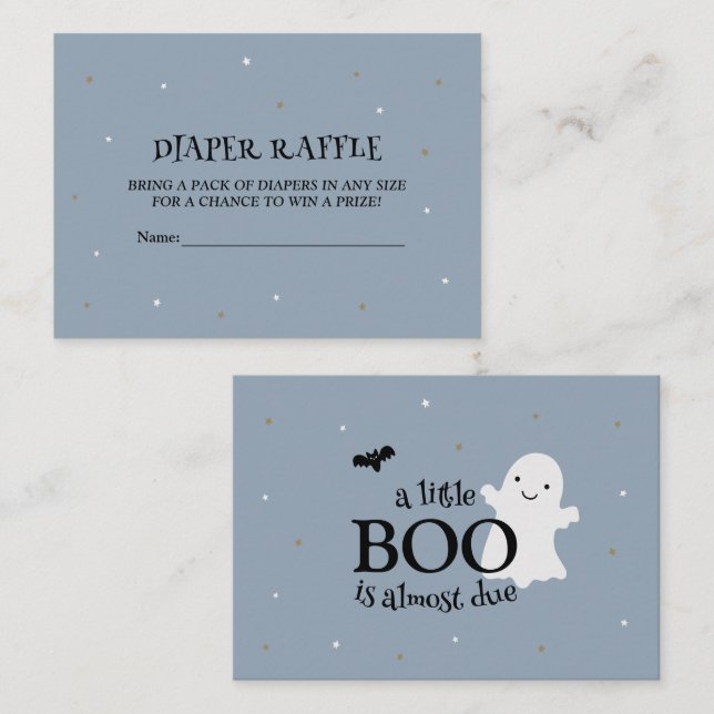 Carte D'accompagnement Halloween Petit Boo Blue Diaper Raffle (Devant / Derrière)