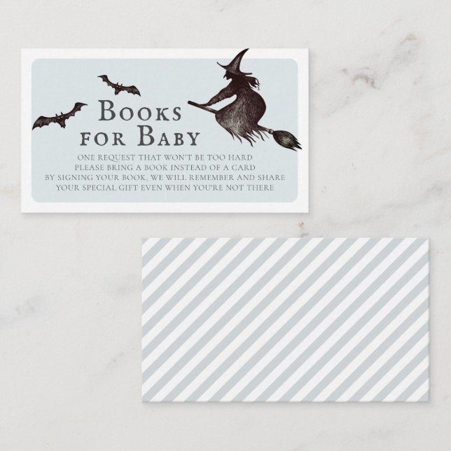 Carte D'accompagnement Halloween Witch Blue Baby shower Livres pour bébé (Devant / Derrière)