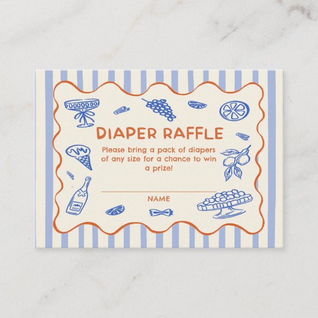 Carte D'accompagnement Hand Drawn Italian Baby Shower Diaper Raffle (Devant)