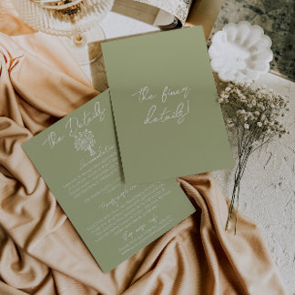 Carte D'accompagnement Hand Drawn Olive Green Floral Wedding Details