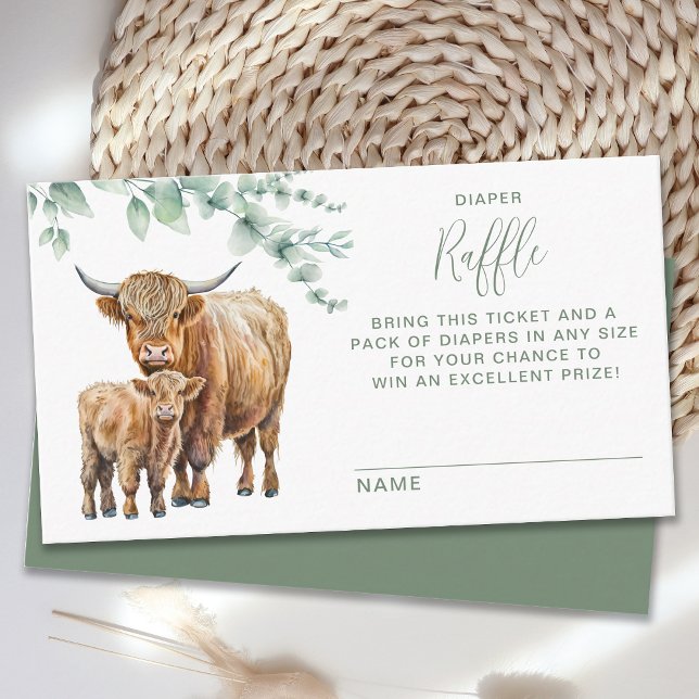Carte D'accompagnement Haut-land Cow Eucalyptus Baby shower Déchets Raffi (Créateur téléchargé)