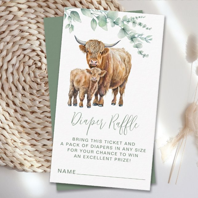 Carte D'accompagnement Haut-land Cow Eucalyptus Baby shower Déchets Raffi (Créateur téléchargé)